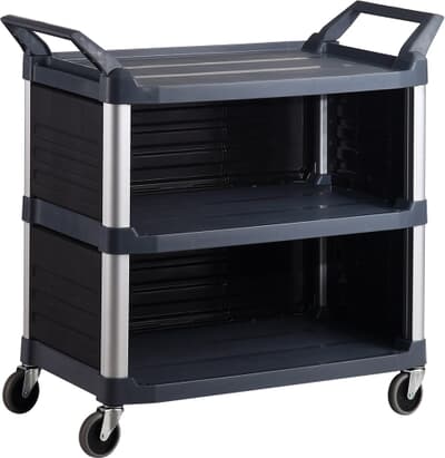 3 Tier Cart with 3 Sides, 850L x 470W x 960H, Black