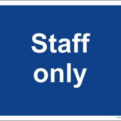 PVC Sign, 300 x 240mm, "Staff only"