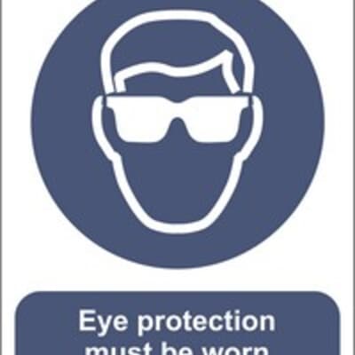 PVC Sign, 300 x 240mm, "Eye protection must be worn"