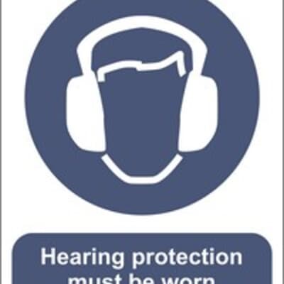 PVC Sign, 300 x 240mm, "Hearing protection must be worn"