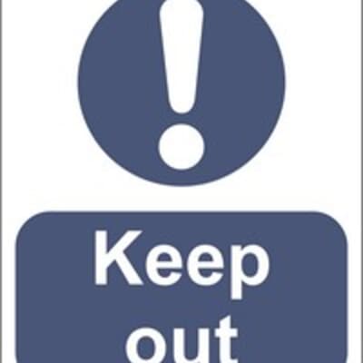 PVC Sign, 300 x 240mm, "Keep out"
