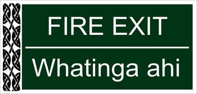 PVC Sign, 200 x 96mm, "Fire exit" English & Maori
