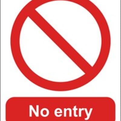 PVC Sign, 300 x 240mm, "No entry"