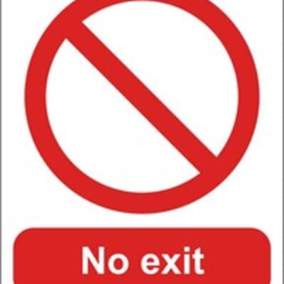 PVC Sign, 300 x 240mm, "No exit"