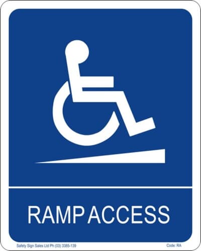 PVC Sign, 300 x 240mm, "Ramp access"