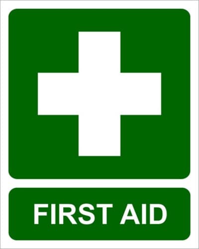 PVC Sign, 300 x 240mm, "First Aid" + symbol