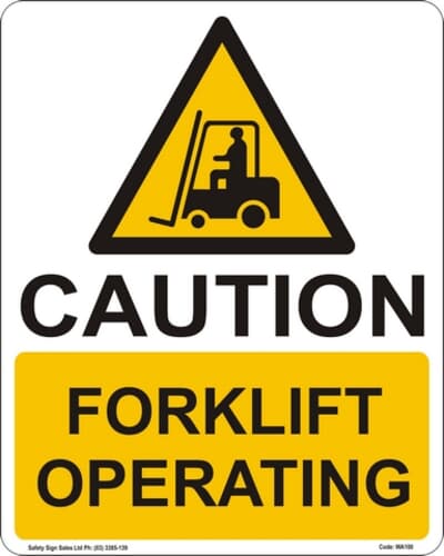 PVC Sign, 300 x 240mm, "Caution forklift operating"