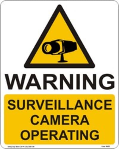 PVC Sign, 300 x 240mm, "Warning surveillance camera operating"