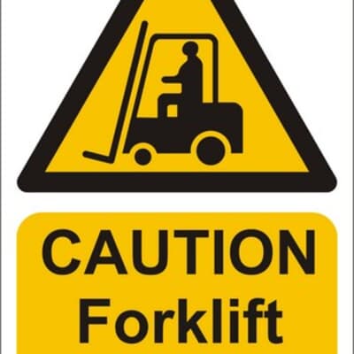 PVC Sign, 480 x 300mm, "Caution forklift operating"
