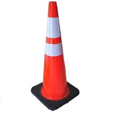 Economy PVC Cone, 910mm high, with reflective tape