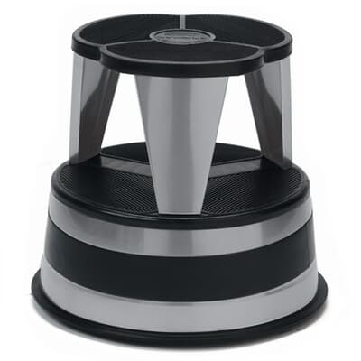 Kik Stool Mobile Step, 350H, 225kg rated, colour: silver