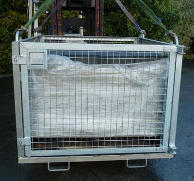 Crane goods cage, 1350W x 1350L x 1153H, galv